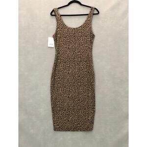 Bar III Midi Dress Women's Petite Medium Cheetah Print Sleeveless NEW